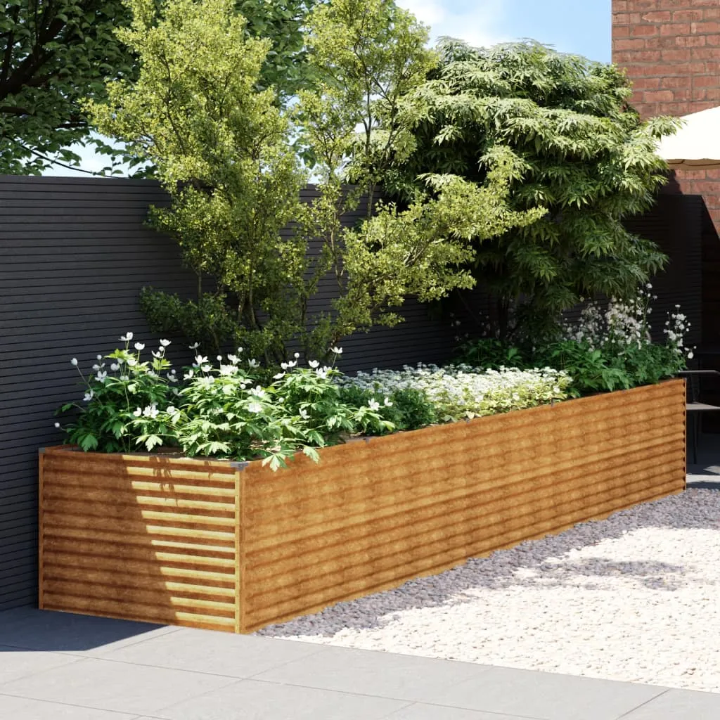 vidaXL Fioriera Rialzata da Giardino 479x100x69 cm in Acciaio Corten