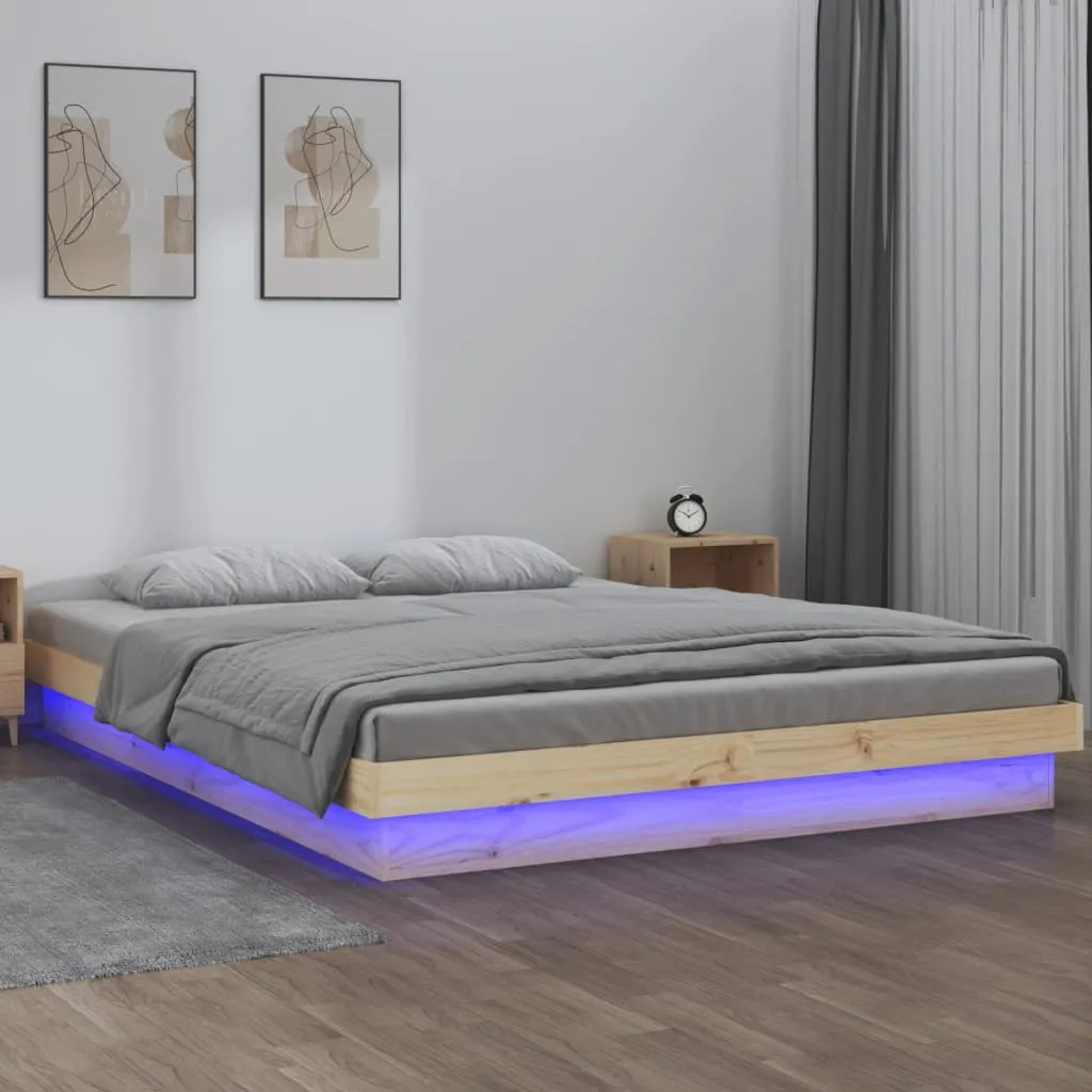 vidaXL Giroletto con LED 150x200 cm King Size in Legno Massello