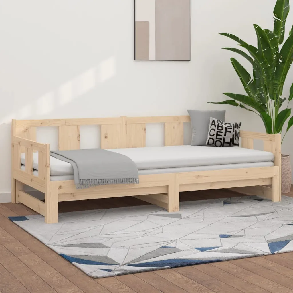 vidaXL Dormeuse Estraibile in Legno Massello di Pino 2x(90x200) cm