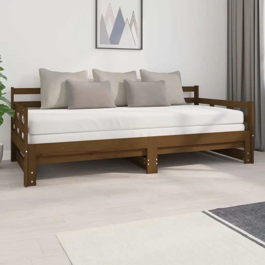 vidaXL Dormeuse Estraibile Miele Legno Massello di Pino 2x(90x200) cm