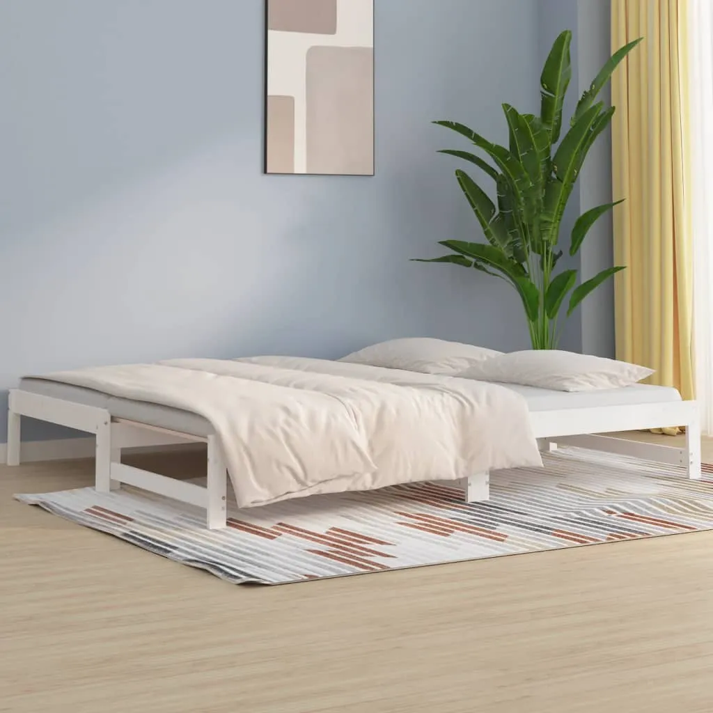 vidaXL Dormeuse Estraibile Bianca 2x(90x200) cm Legno Massello di Pino