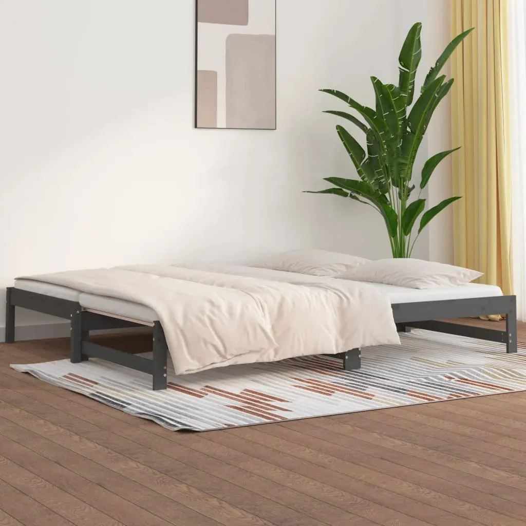 vidaXL Dormeuse Estraibile Grigia 2x(90x200) cm Legno Massello di Pino