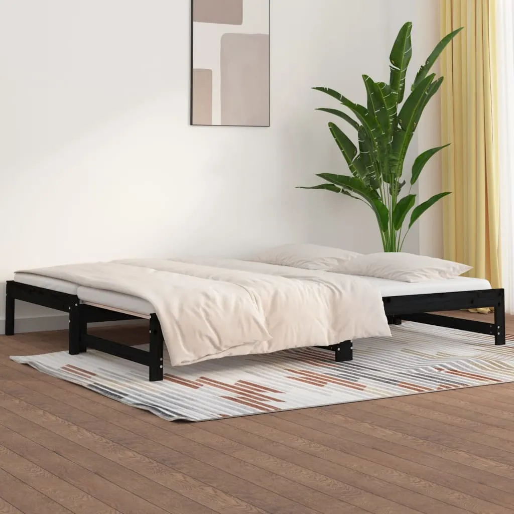 vidaXL Dormeuse Estraibile Nera 2x(90x200) cm Legno Massello di Pino