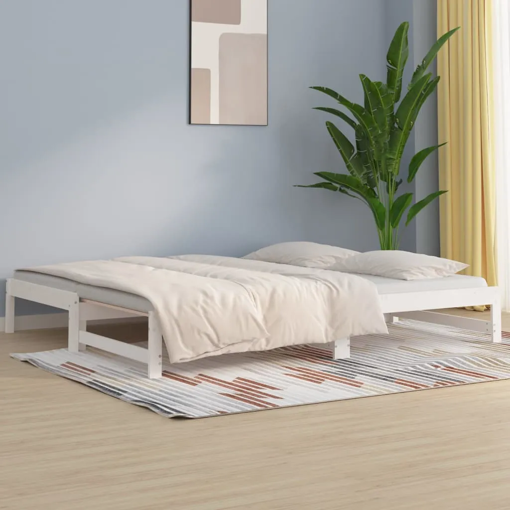 vidaXL Dormeuse Estraibile Bianca 2x(80x200) cm Legno Massello di Pino