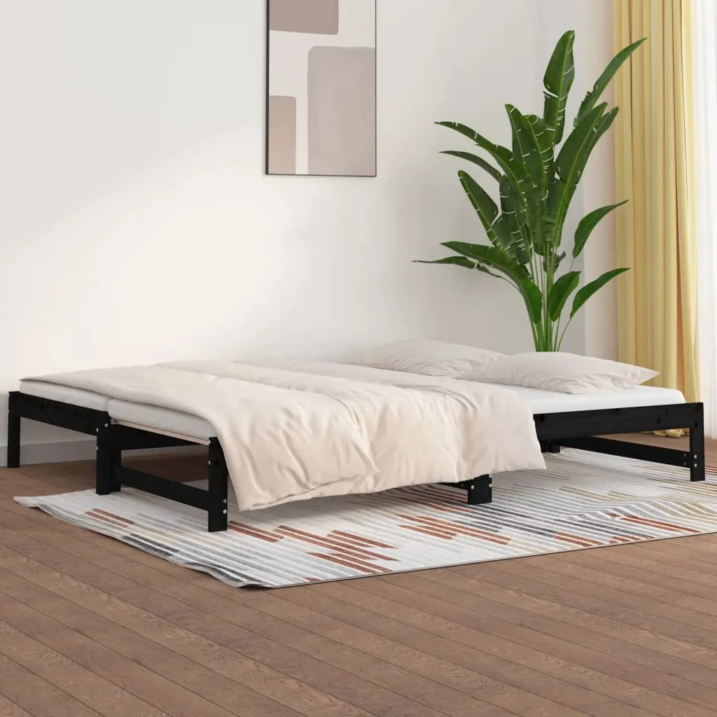 vidaXL Dormeuse Estraibile Nera 2x(80x200) cm Legno Massello di Pino