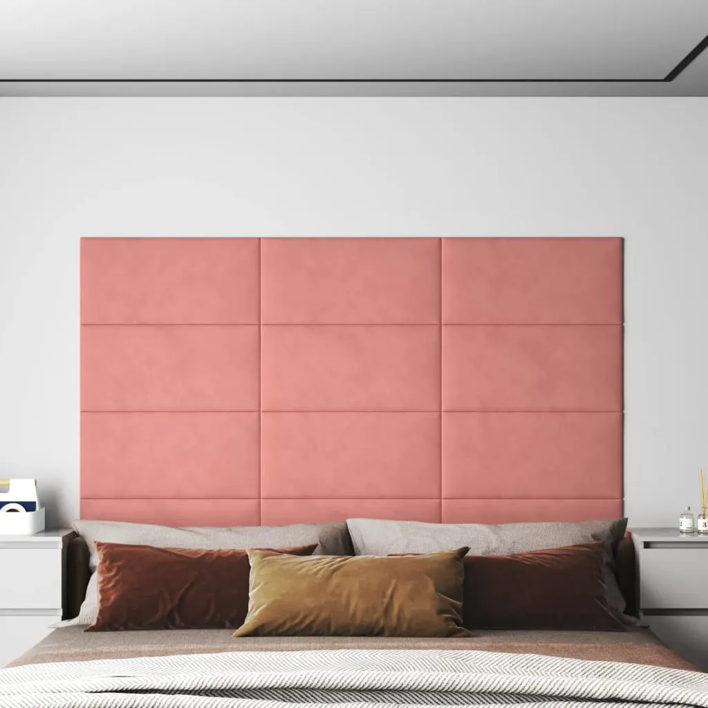 vidaXL Pannelli Murali 12 pz Rosa 60x30 cm in Velluto 2,16 m²