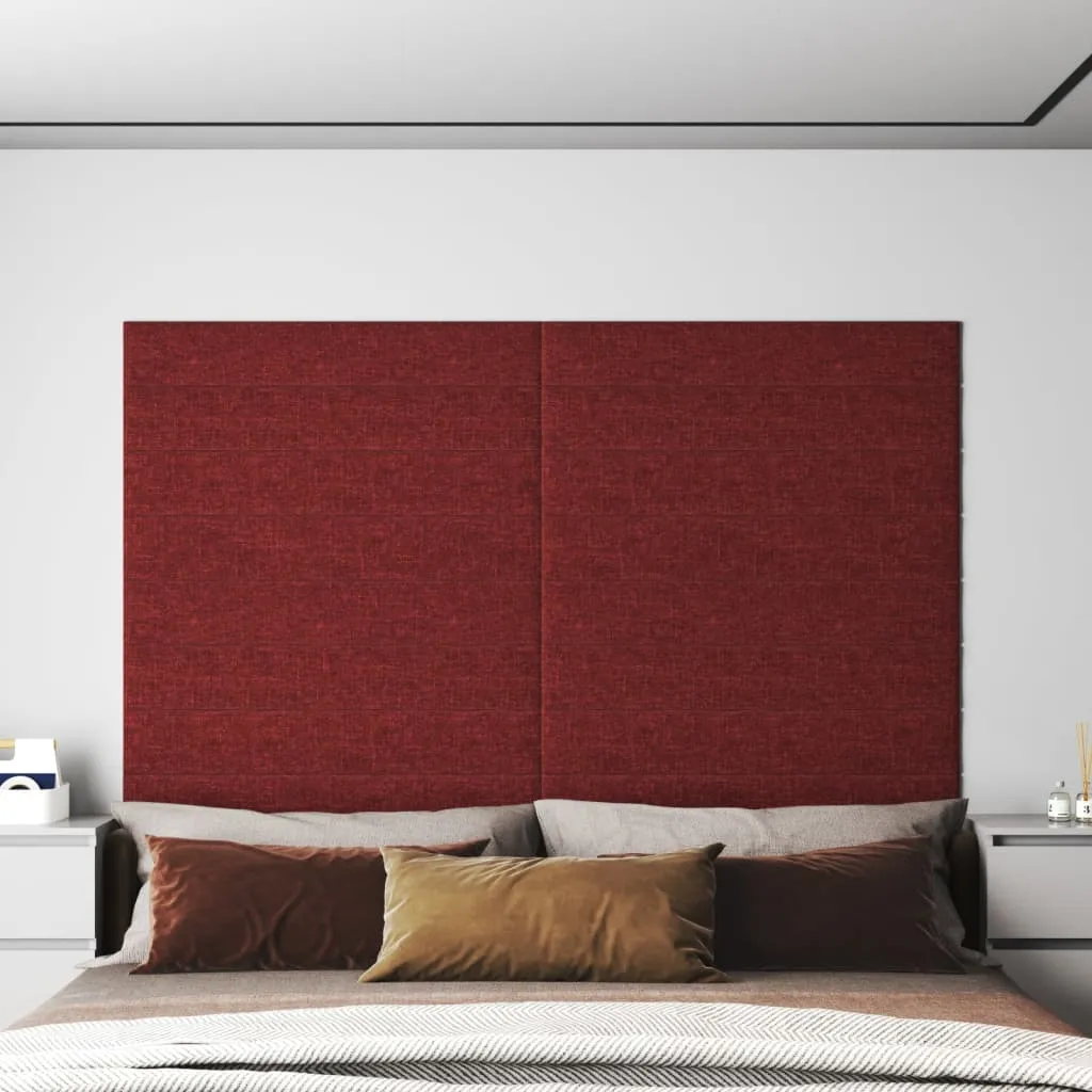 vidaXL Pannelli Murali 12 pz Rosso Vino 90x15 cm Tessuto 1,62 m²