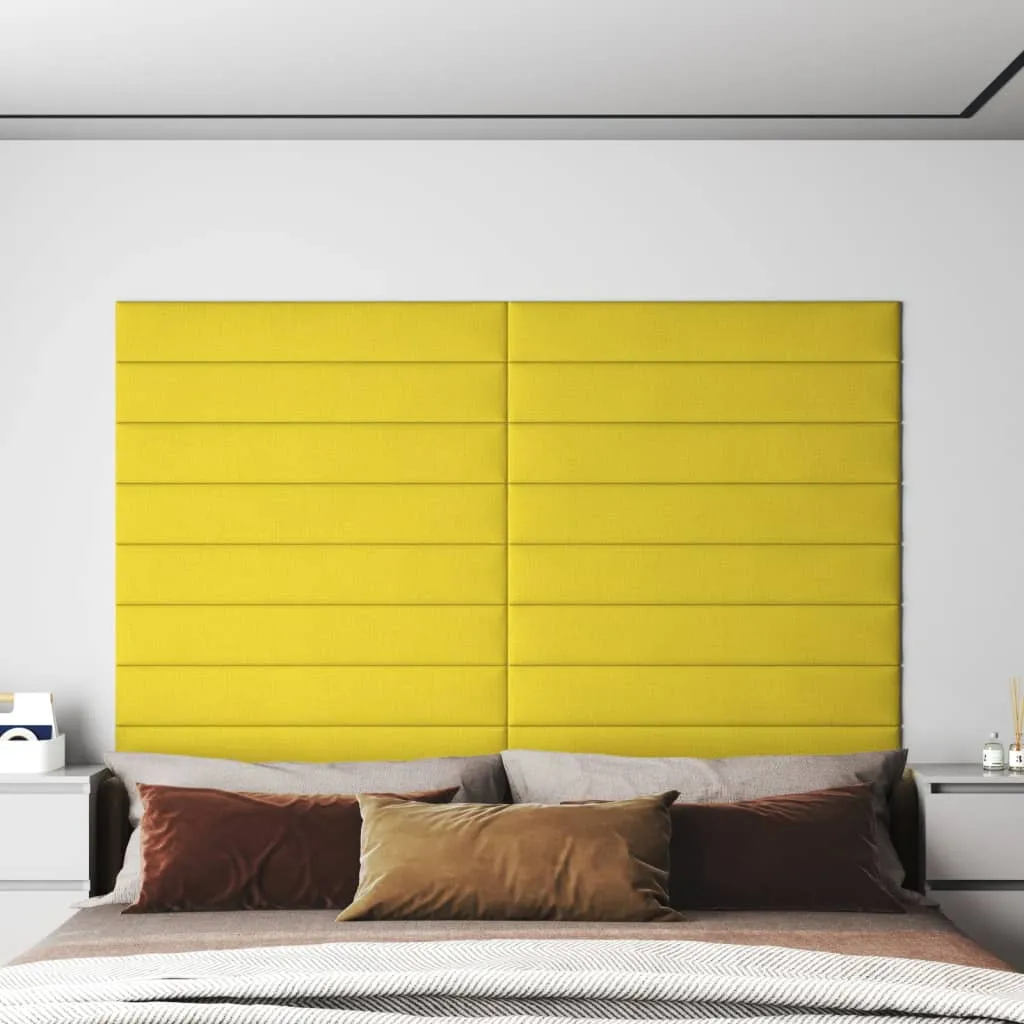 vidaXL Pannelli Murali 12 pz Giallo chiaro 90x15 cm Tessuto 1,62 m²