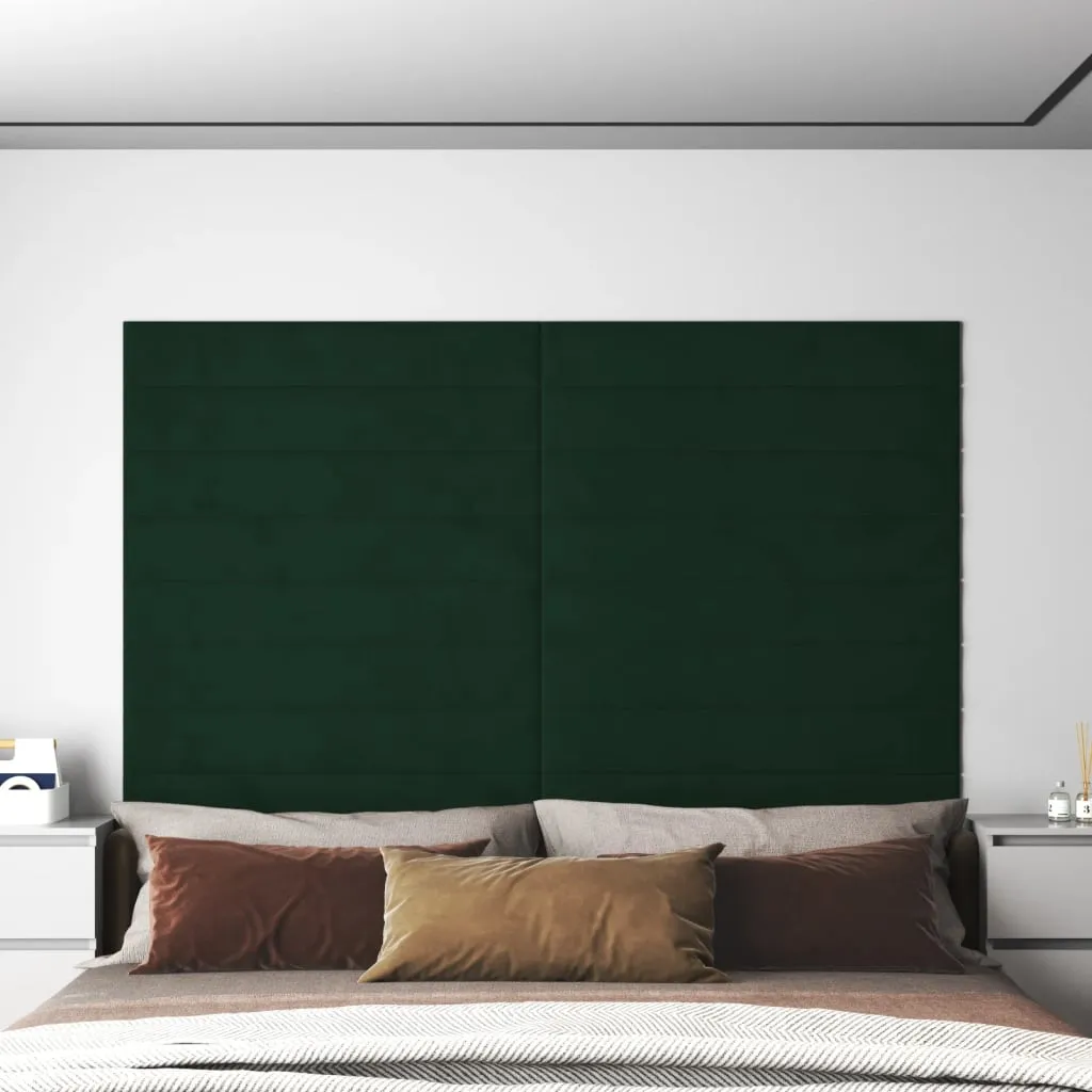 vidaXL Pannelli Murali 12 pz Verde Scuro 90x15 cm Velluto 1,62 m²