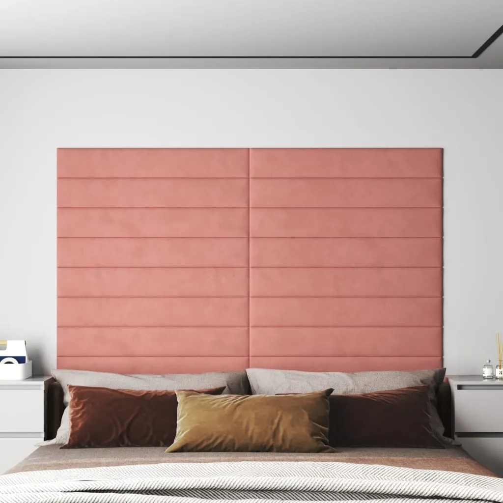 vidaXL Pannelli Murali 12 pz Rosa 90x15 cm Velluto 1,62 m²