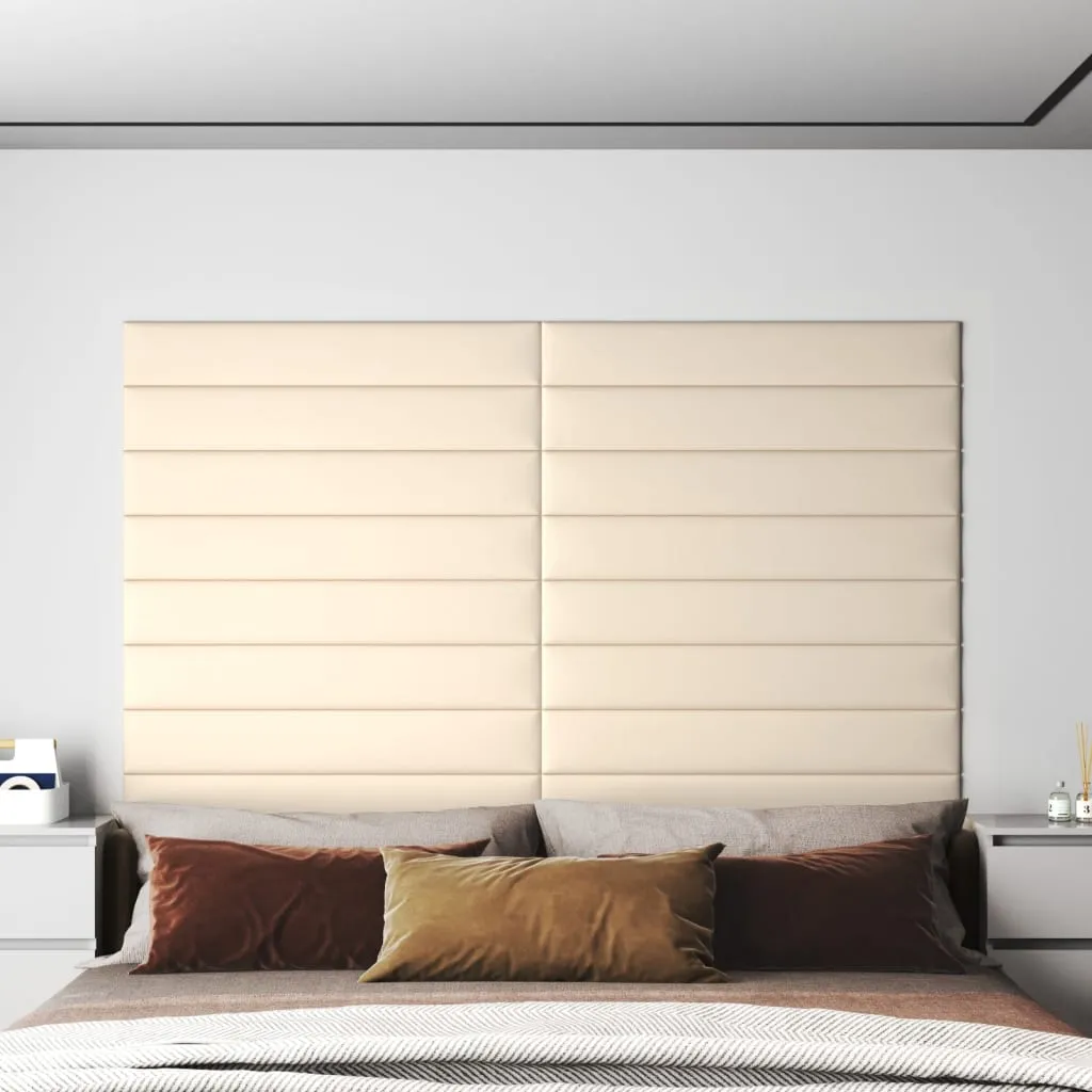 vidaXL Pannelli Murali 12 pz Crema 90x15 cm Velluto 1,62 m²