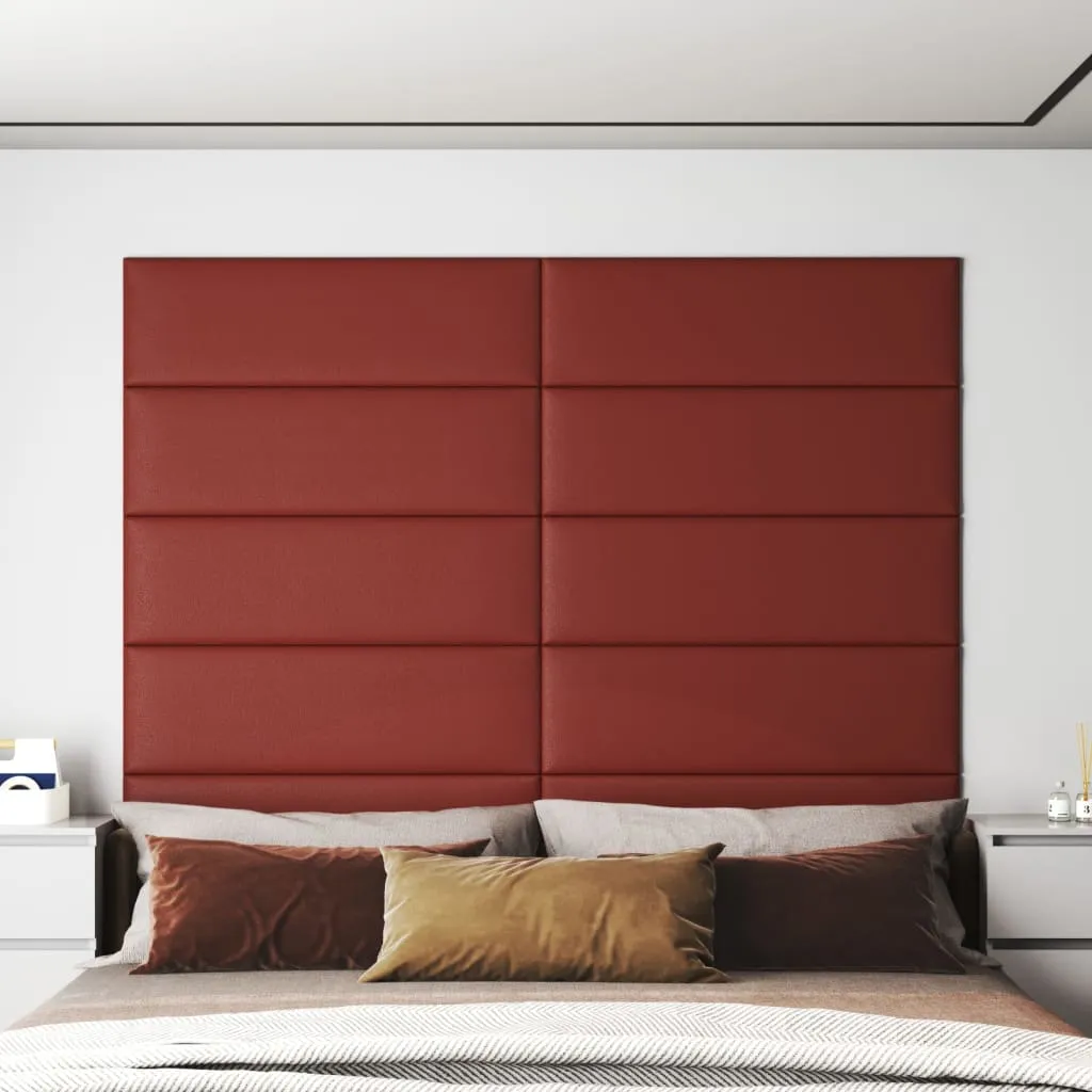 vidaXL Pannelli Murali 12 pz Rosso Vino 90x30 cm in Similpelle 3,24 m²