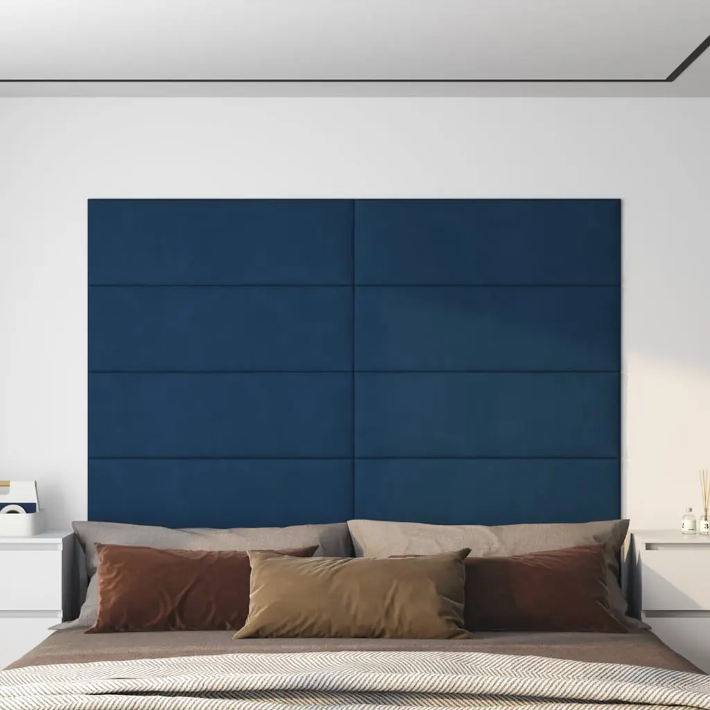 Pannelli Murali 12 pz Blu 90x30 cm Velluto 3,24 m²