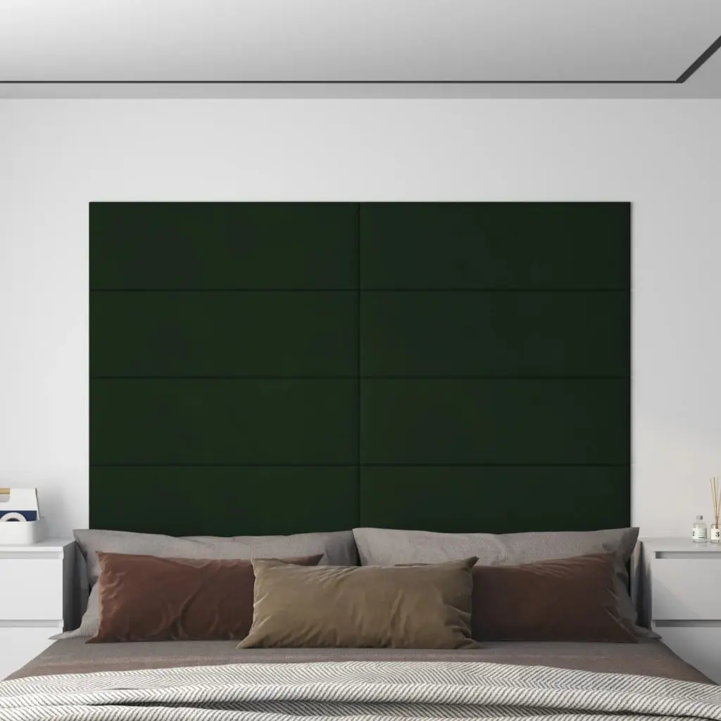 Pannelli Murali 12 pz Verde Scuro 90x30 cm Velluto 3,24 m²