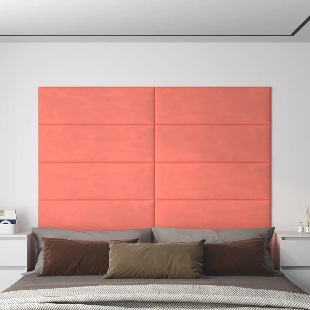 vidaXL Pannelli Murali 12 pz Rosa 90x30 cm Velluto 3,24 m²