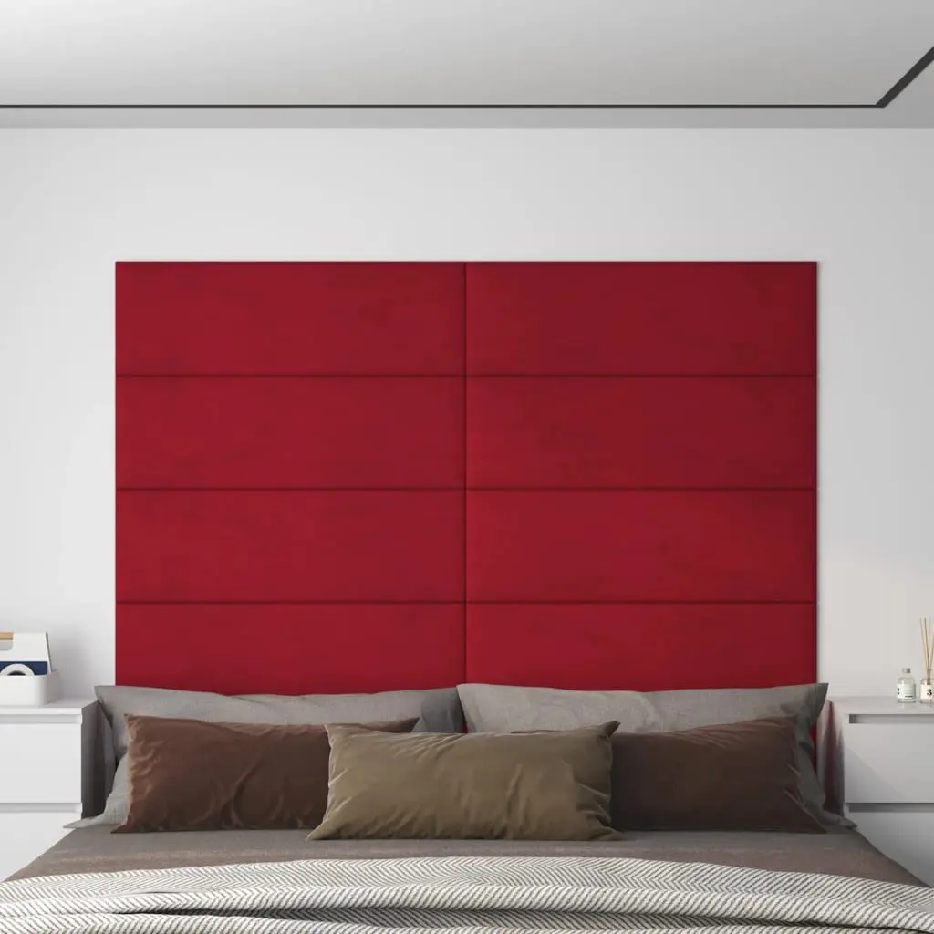 Pannelli Murali 12 pz Rosso Vino 90x30 cm Velluto 3,24 m²