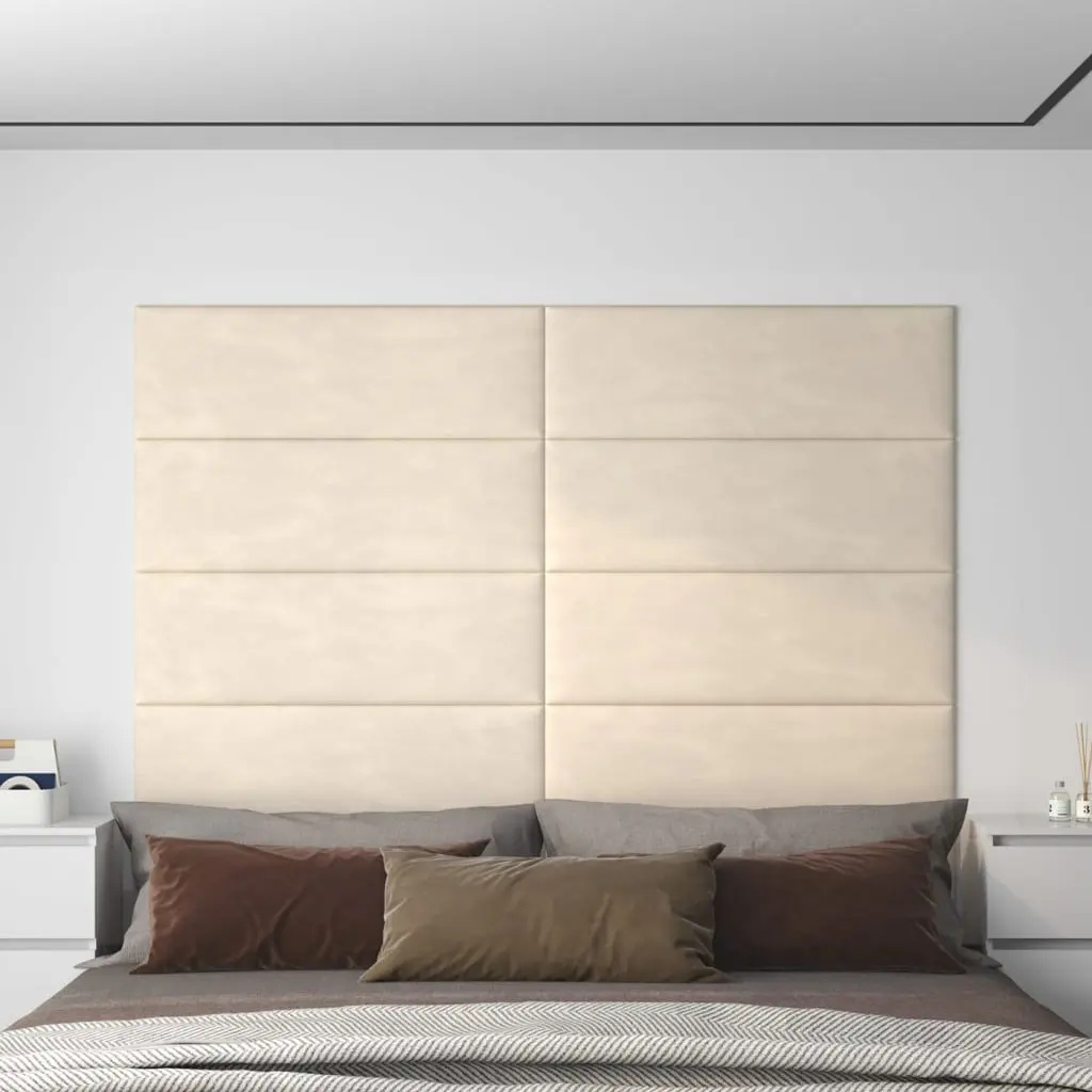 Pannelli Murali 12 pz Crema 90x30 cm Velluto 3,24 m²