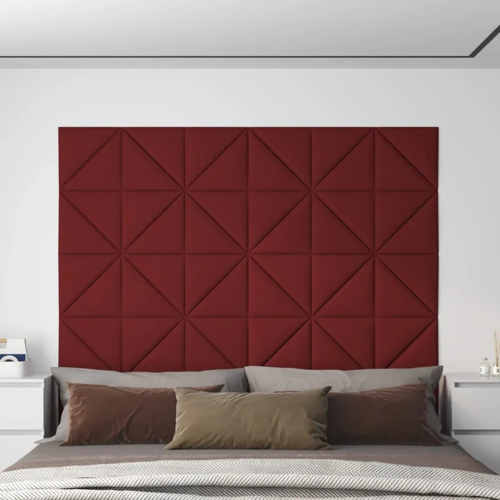 vidaXL Pannelli Murali 12 pz Rosso Vino 30x30 cm Tessuto 0,54 m²