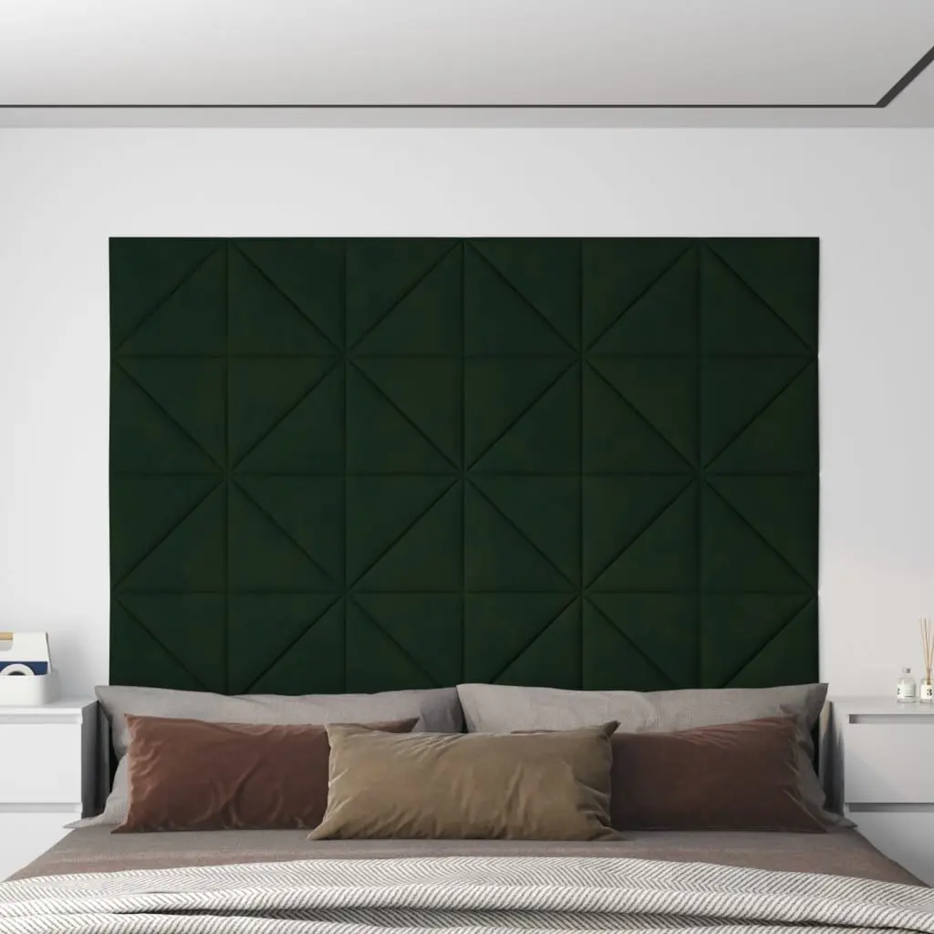 Pannelli Murali 12 pz Verde Scuro 30x30 cm in Velluto 0,54 m²