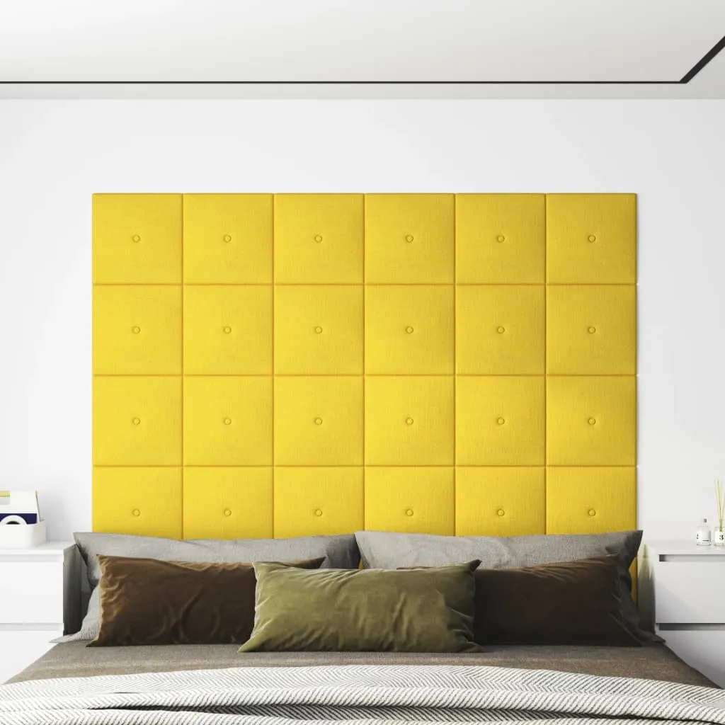 vidaXL Pannelli Murali 12 pz Giallo chiaro 30x30 cm in Tessuto 1,08 m²