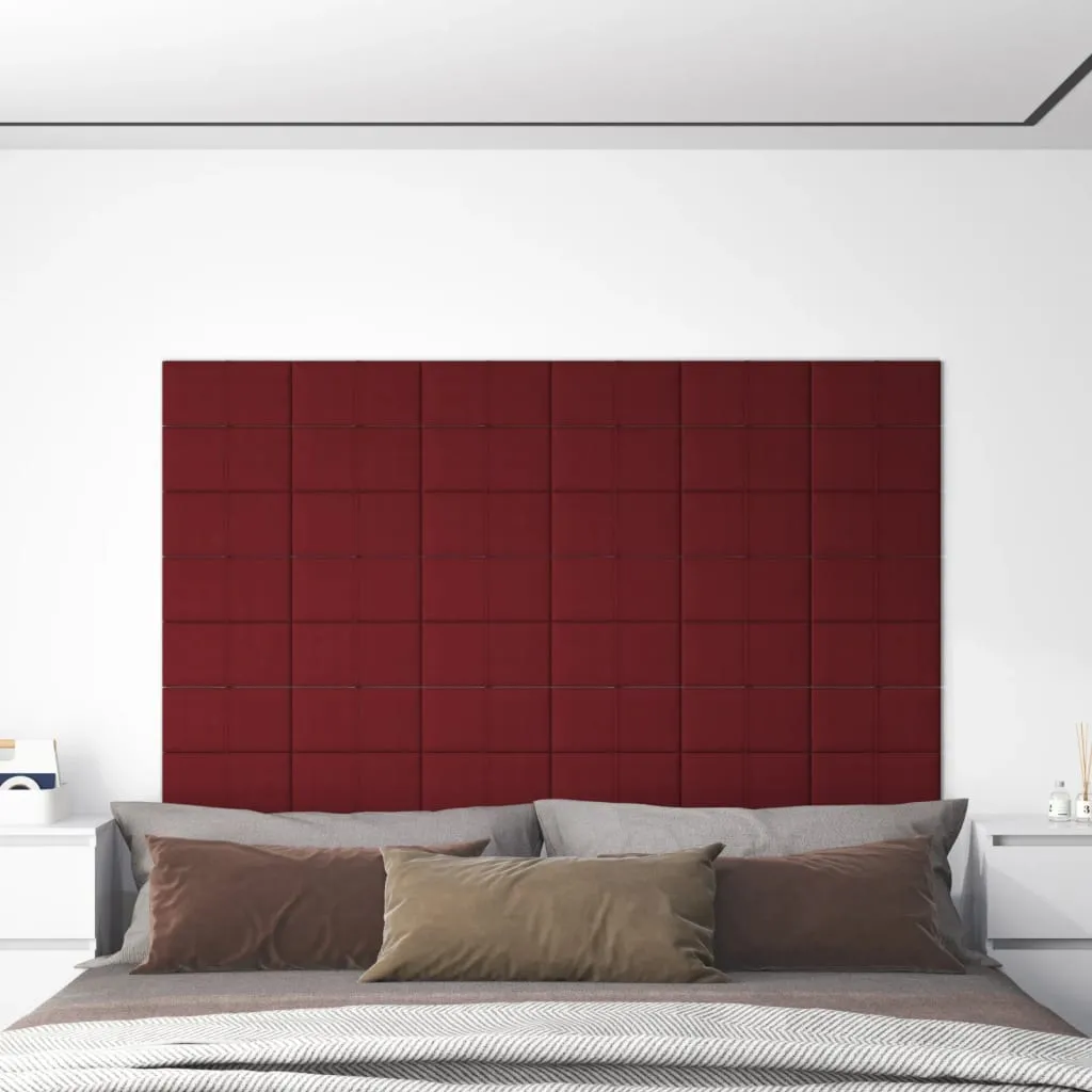 vidaXL Pannelli Murali 12 pz Rosso Vino 30x15 cm Tessuto 0,54 m²