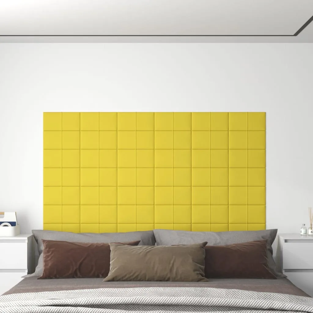 vidaXL Pannelli Murali 12 pz Giallo chiaro 30x15 cm Tessuto 0,54 m²