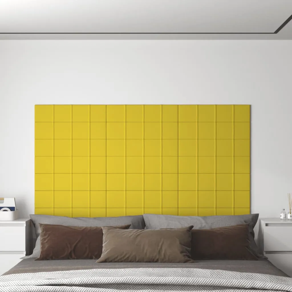 vidaXL Pannelli Murali 12 pz Giallo chiaro 60x15 cm Tessuto 1,08 m²