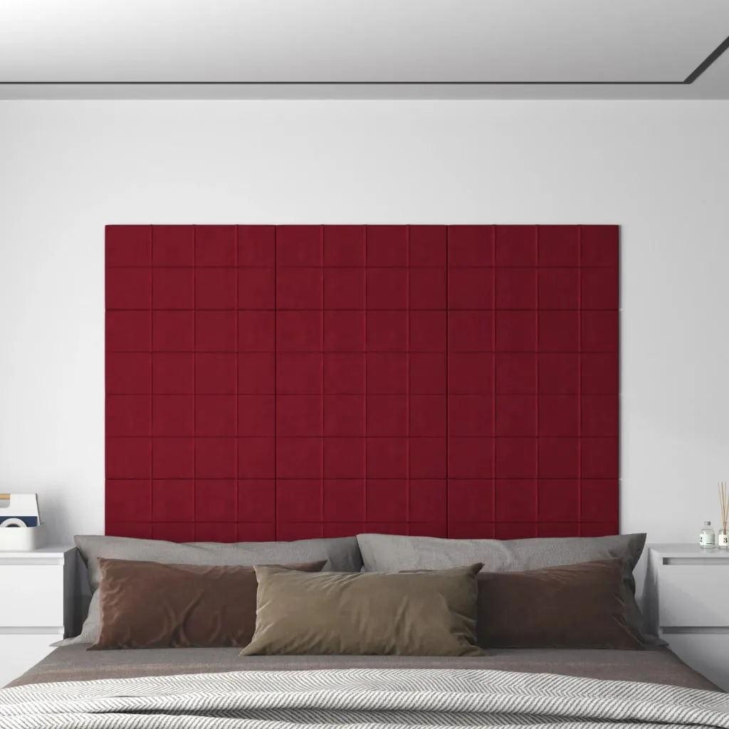 vidaXL Pannelli Murali 12 pz Rosso Vino 60x30 cm in Velluto 2,16 m²