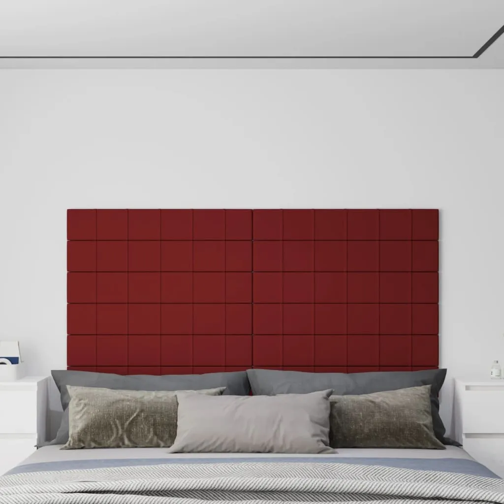 vidaXL Pannelli Murali 12 pz Rosso Vino 90x15 cm Tessuto 1,62 m²