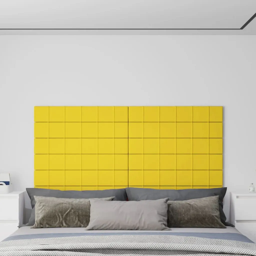 vidaXL Pannelli Murali 12 pz Giallo chiaro 90x15 cm Tessuto 1,62 m²