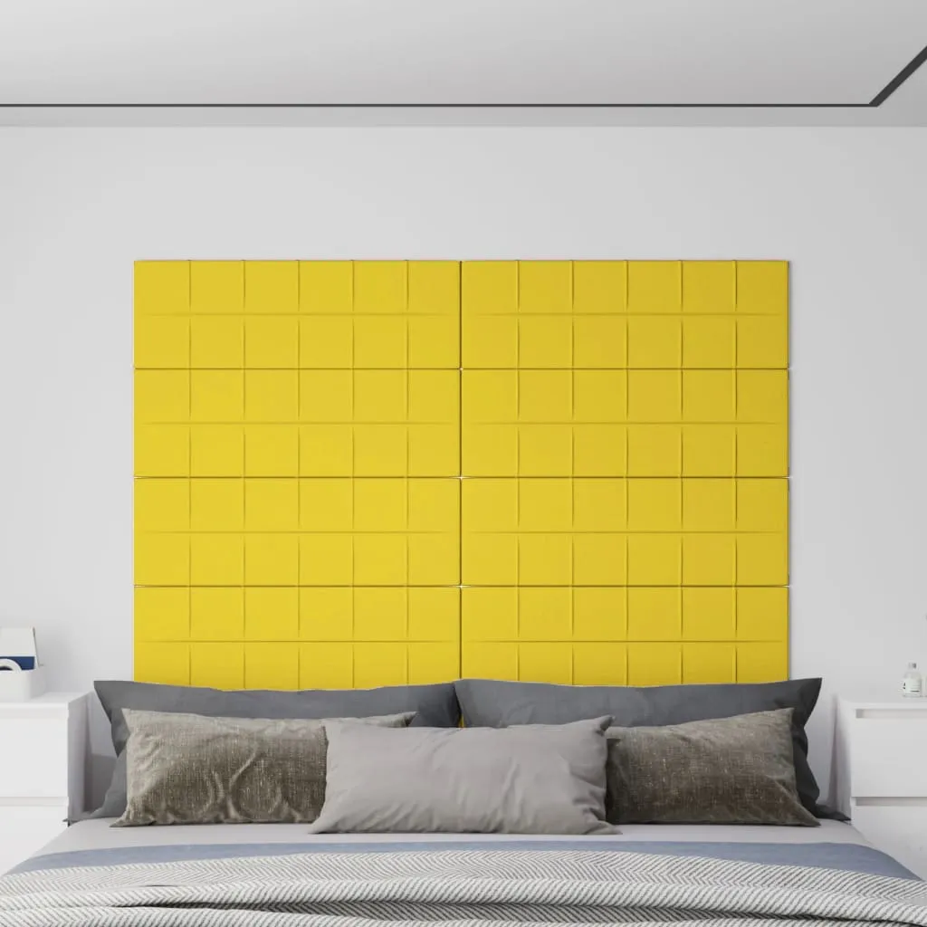 vidaXL Pannelli Murali 12 pz Giallo chiaro 90x30 cm in Tessuto 3,24 m²