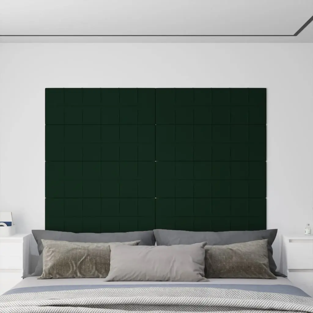 Pannelli Murali 12 pz Verde Scuro 90x30 cm Velluto 3,24 m²