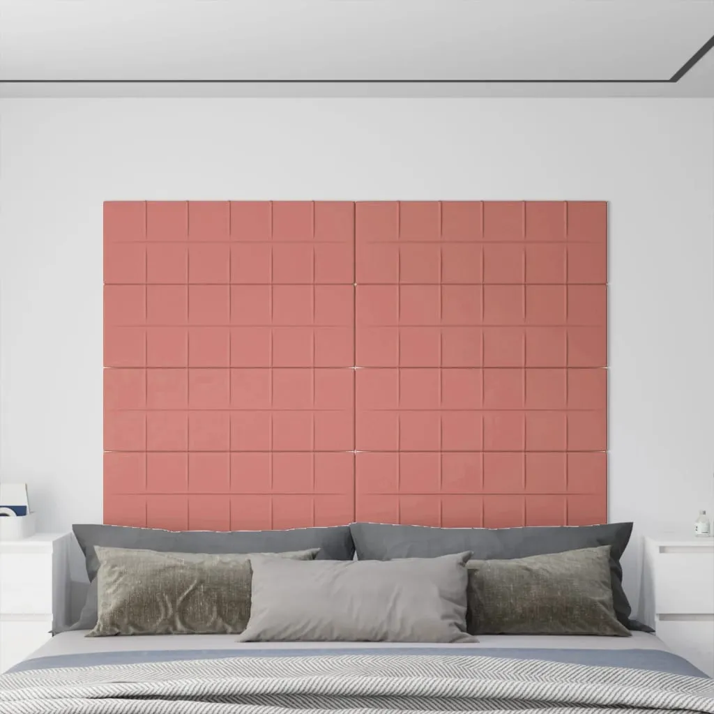 vidaXL Pannelli Murali 12 pz Rosa 90x30 cm Velluto 3,24 m²