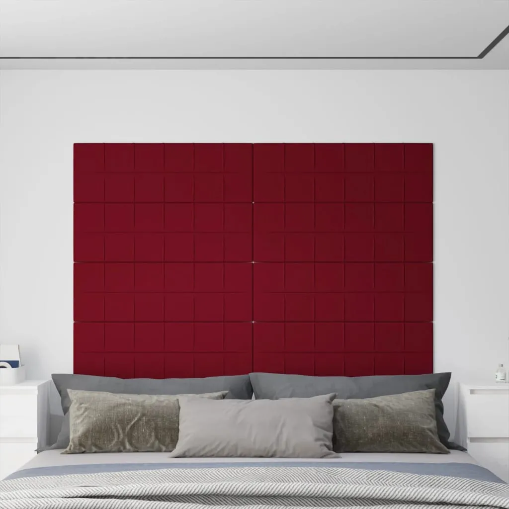 vidaXL Pannelli Murali 12 pz Rosso Vino 90x30 cm Velluto 3,24 m²