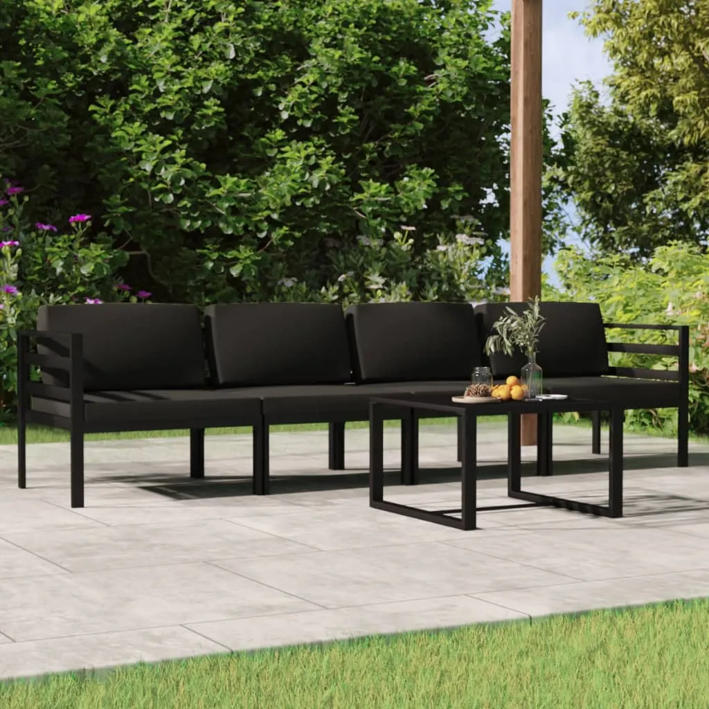 vidaXL Set Divani da Giardino 5 pz con Cuscini in Alluminio Antracite