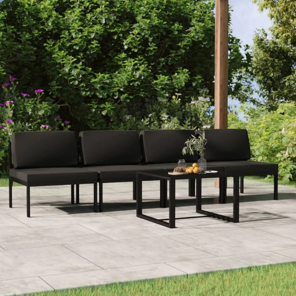 vidaXL Set Divani da Giardino 5 pz con Cuscini in Alluminio Antracite