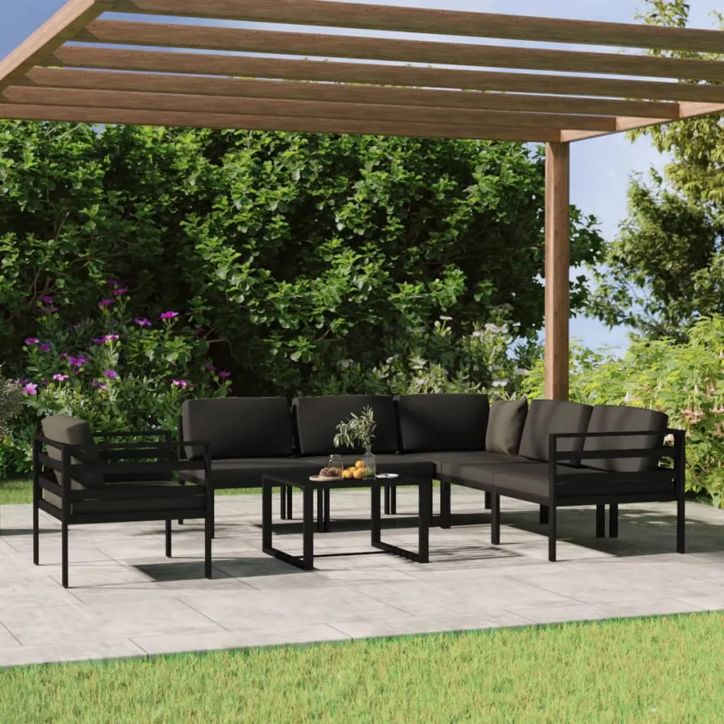 vidaXL Set Divani da Giardino 7 pz con Cuscini in Alluminio Antracite