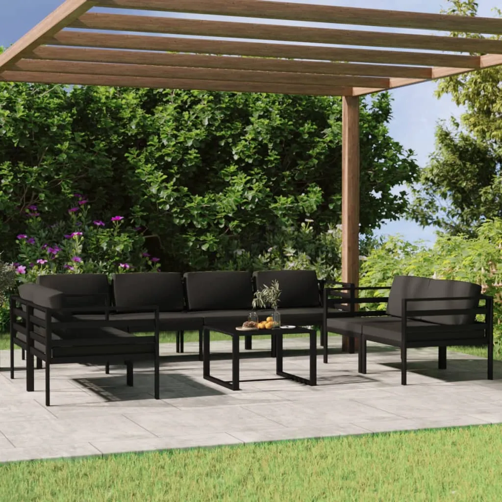 vidaXL Set Divani da Giardino 9 pz con Cuscini in Alluminio Antracite