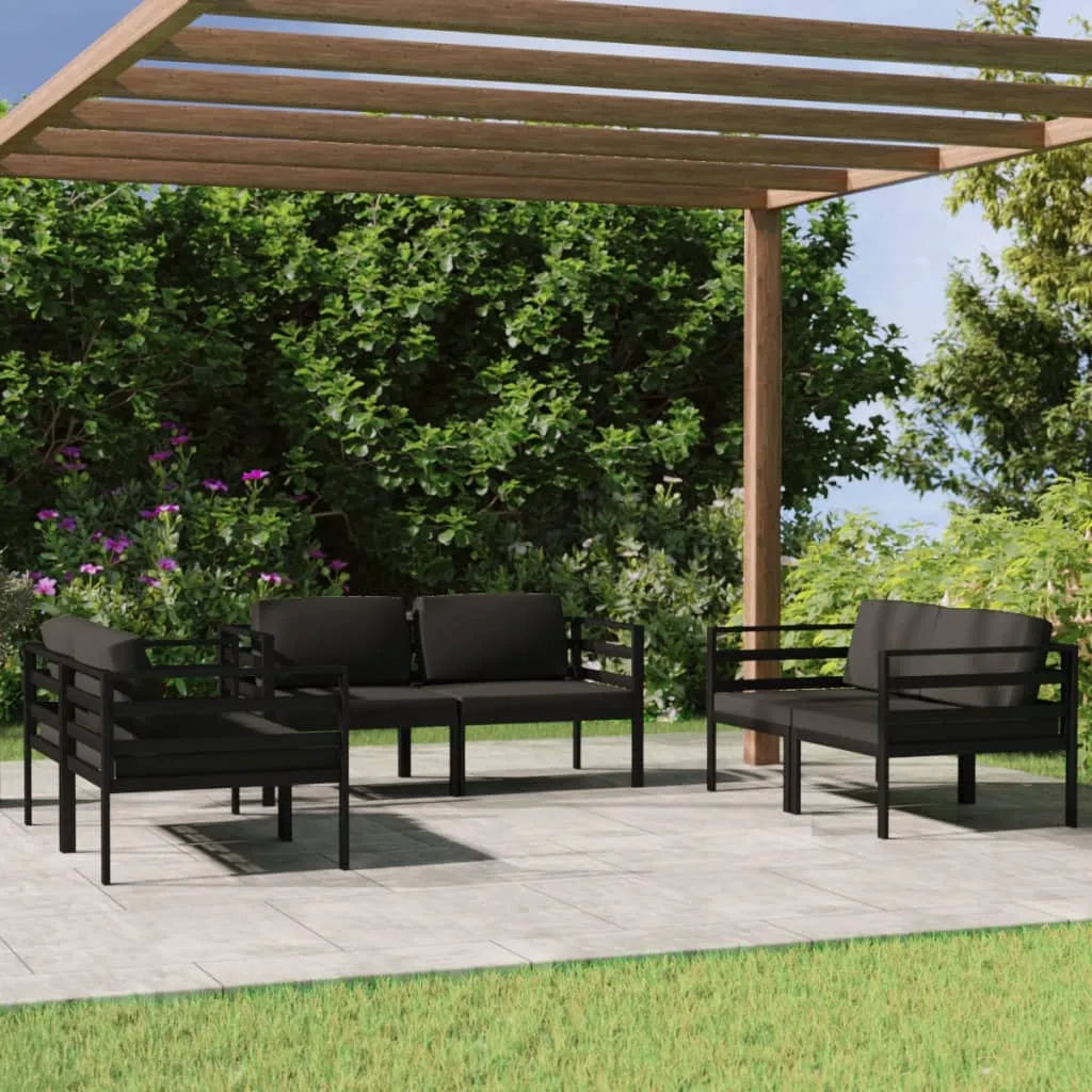 vidaXL Set Divani da Giardino 6 pz con Cuscini in Alluminio Antracite