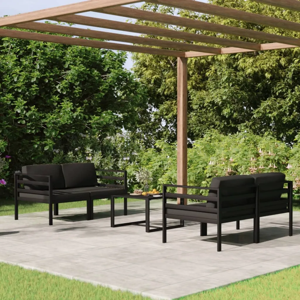 vidaXL Set Divani da Giardino 5 pz con Cuscini in Alluminio Antracite