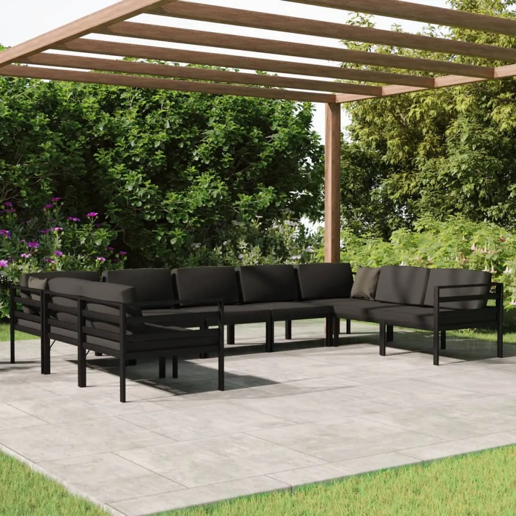 vidaXL Set Divani da Giardino 9 pz con Cuscini in Alluminio Antracite