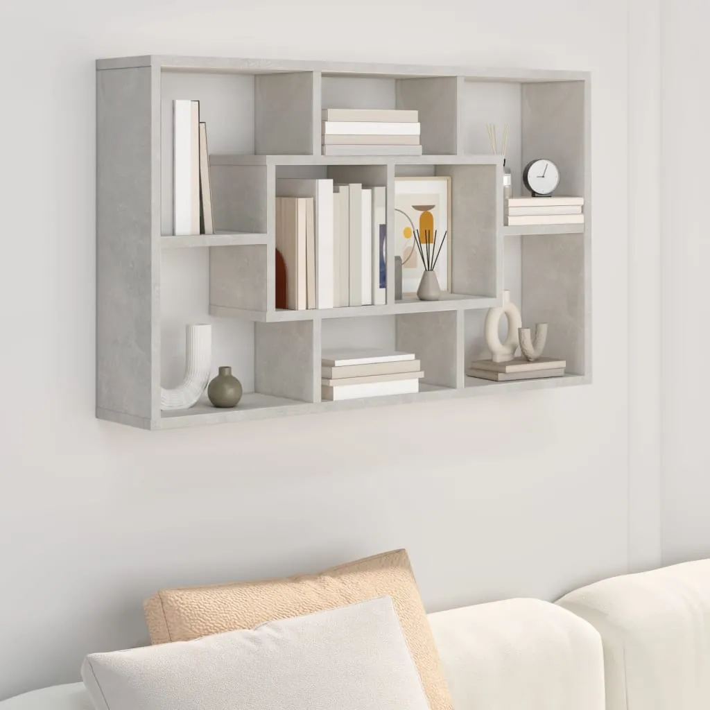 vidaXL Mensola a Muro Grigio Cemento 85x16x52,5cm in Legno Multistrato