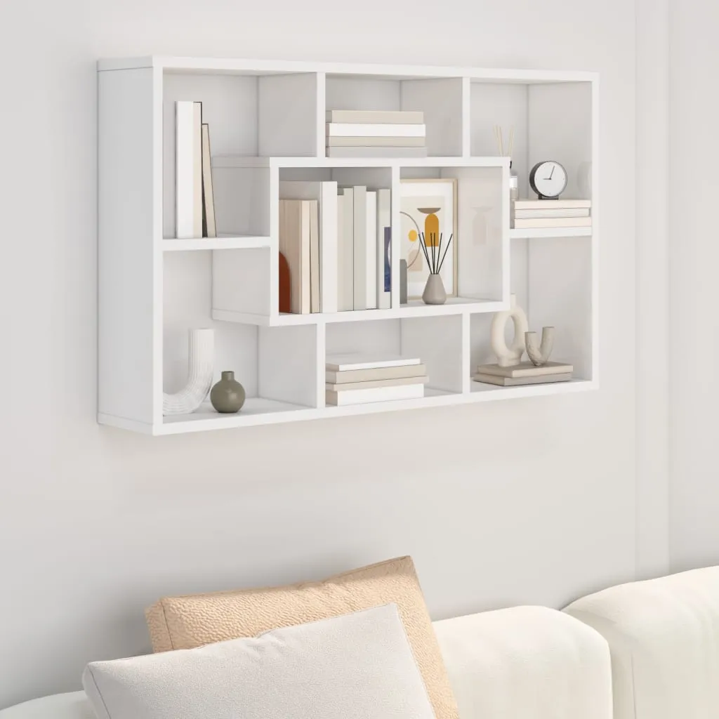 vidaXL Mensola a Muro Bianco Lucido 85x16x52,5 cm in Legno Multistrato