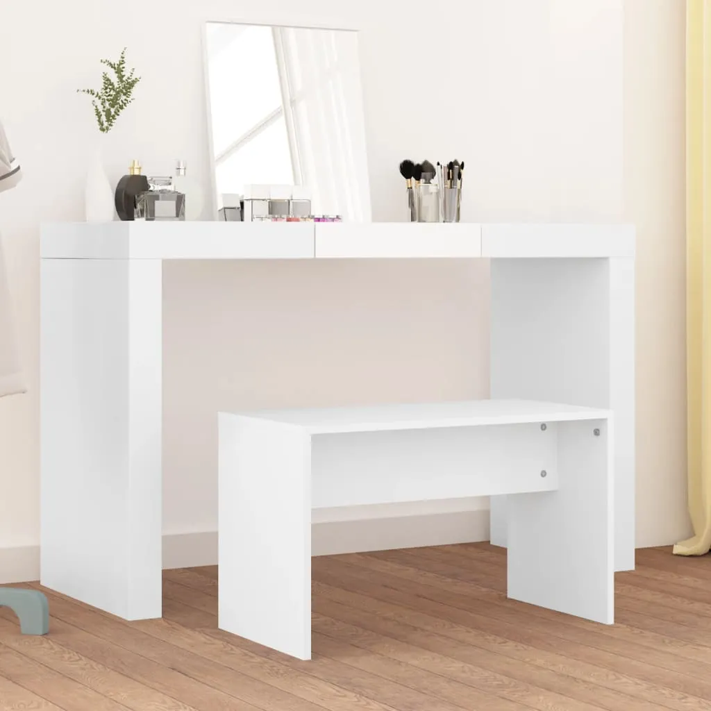 vidaXL Tavolo Toeletta e Sgabello Bianco 70x35x45 cm Legno Multistrato