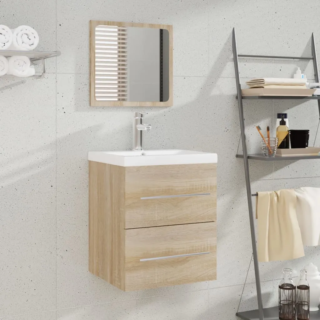 vidaXL Mobile da Bagno con Specchio Rovere Sonoma 41x38,5x48 cm