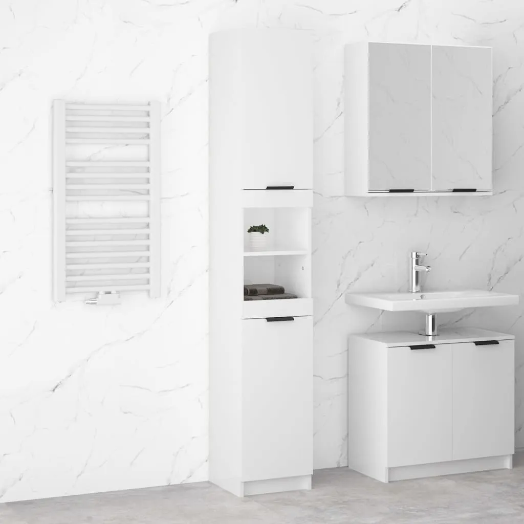 vidaXL Mobile da Bagno Bianco Lucido 32x34x188,5 cm Legno Multistrato