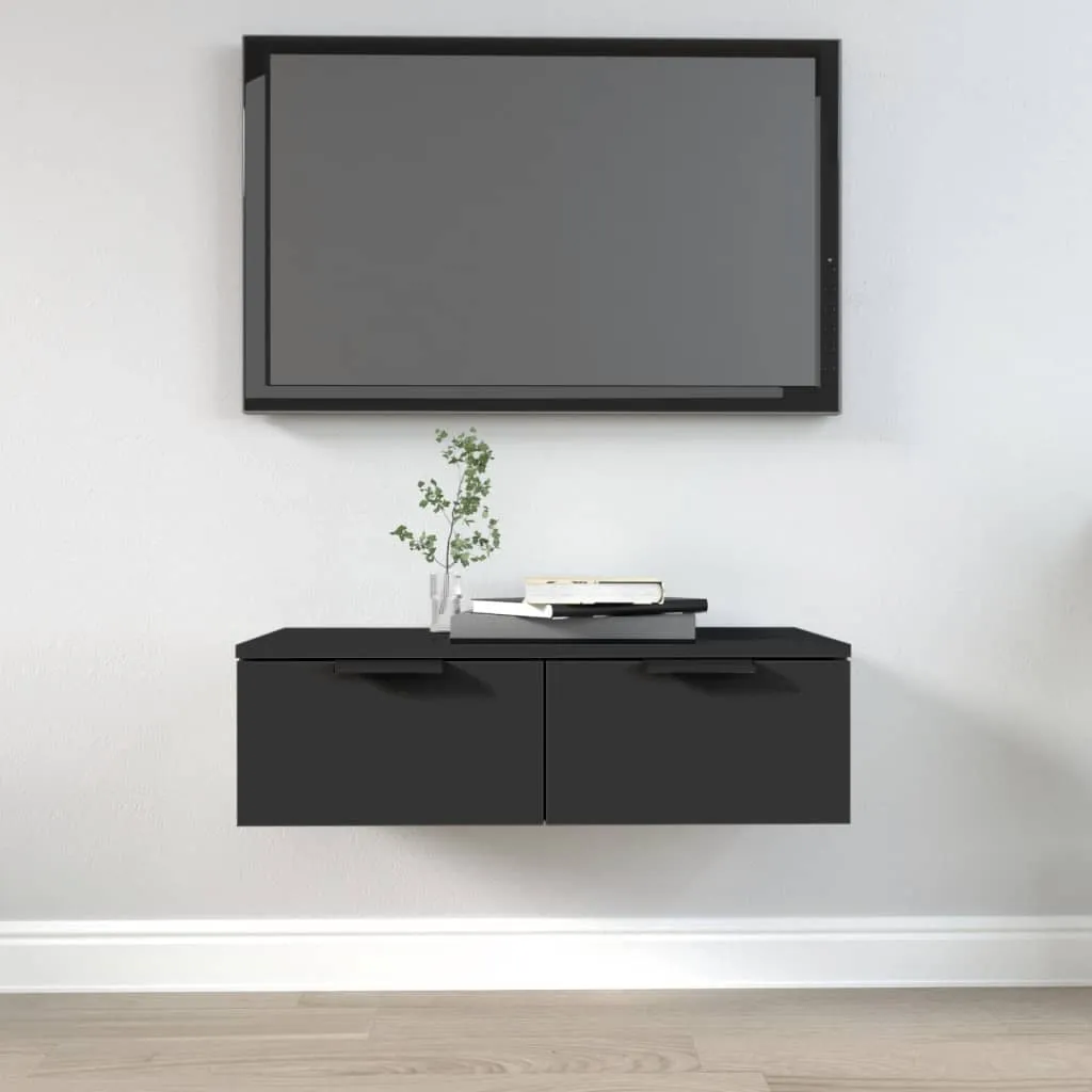 vidaXL Mobile a Parete Nero 68x30x20 cm in Legno Multistrato