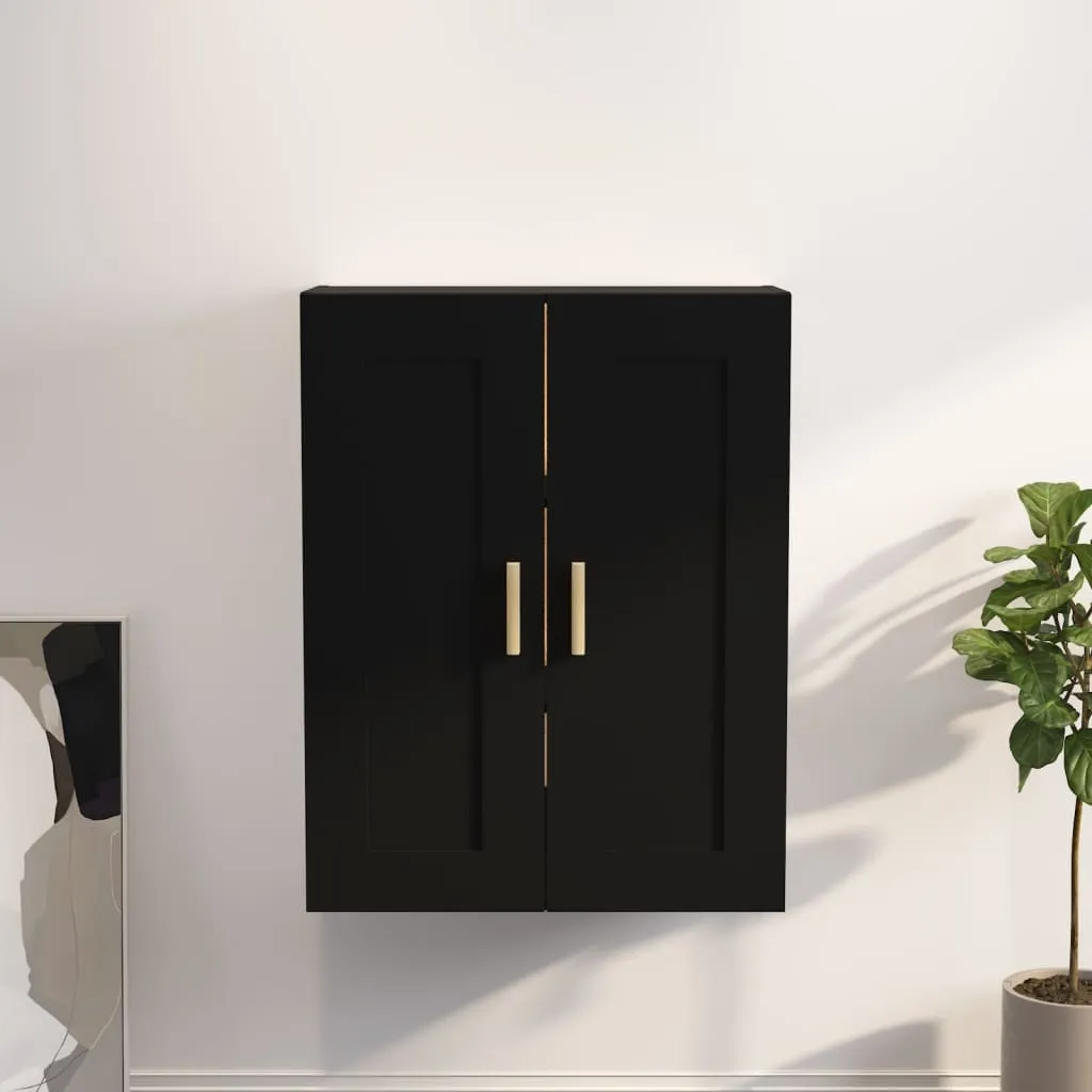 vidaXL Mobile a Parete Nero 69,5x32,5x90 cm in Legno Multistrato