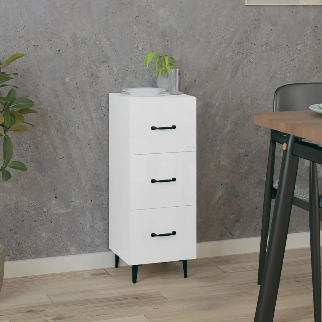 vidaXL Credenza Bianco Lucido 34,5x34x90 cm in Legno Multistrato