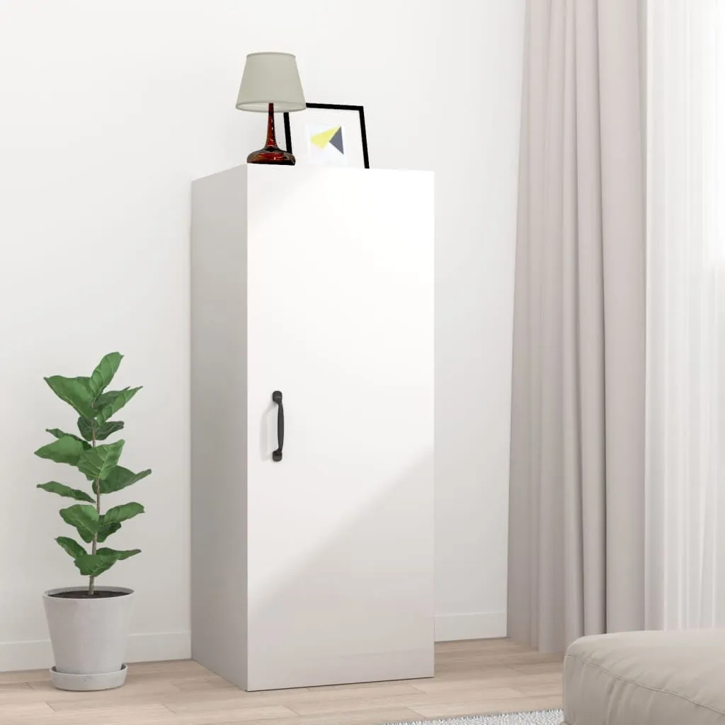 vidaXL Mobile Parete Bianco Lucido 34,5x34x90 cm in Legno Multistrato